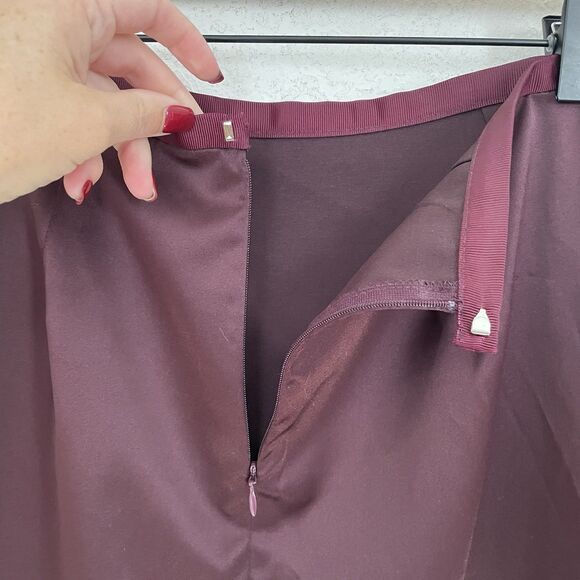 Vintage Y2k GAP Women Burgundy A-Line Skirt Size 6 OfficeCore Satin 90s - Picture 7 of 7